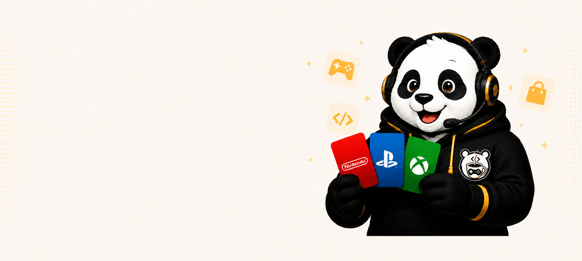 Panda presenting digital products